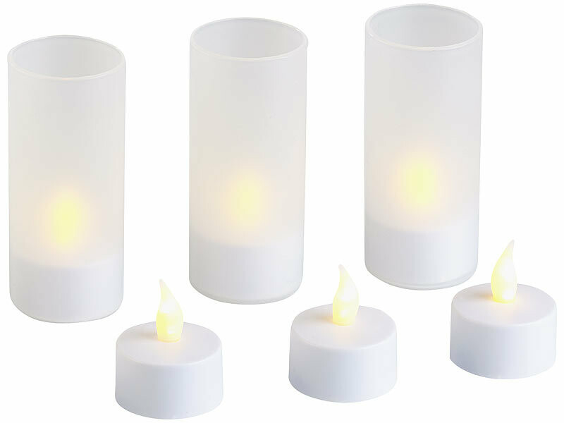 6 bougies chauffe-plat à LED rechargeables et télécommandées avec  photophores Lunartec