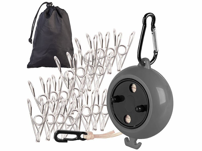 Corde à Linge Extensible Avec 10 Boucles Et 20 Pinces - Idéale Camping Et Voyage