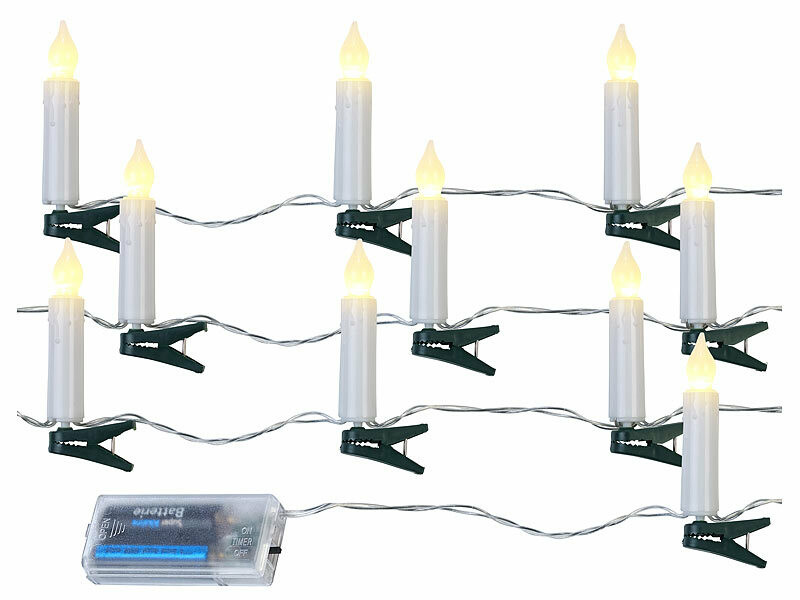 Guirlande lumineuse avec compartiment à piles et minuterie, 20 ampoules,  transparent
