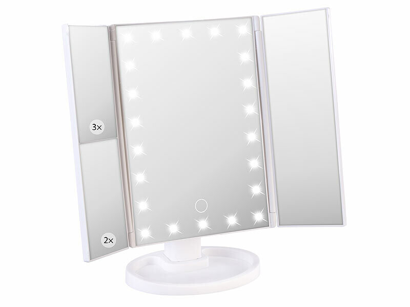 Miroir Triptyque Lumineux Sichler Beauty Avec Support Réglable - Éclairage LED Cœur
