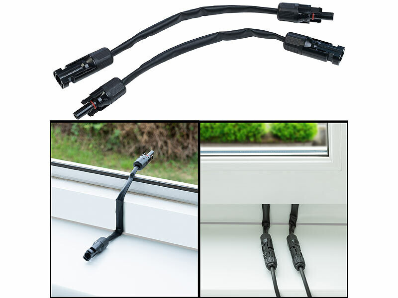 2 câbles passe-fenêtres plats 35 cm compatibles MC4