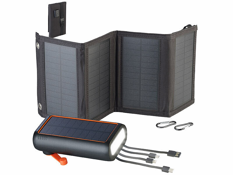Batterie de secours 30.000 mAh PB-200.k + chargeur solaire 10 W