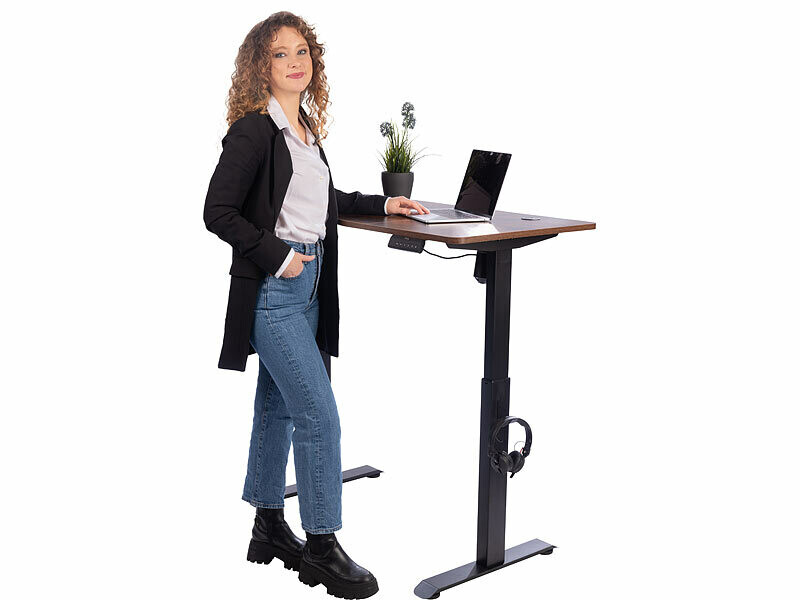 Bureau assis/debout électrique avec roulettes - aspect bois, Meubles et  accessoires