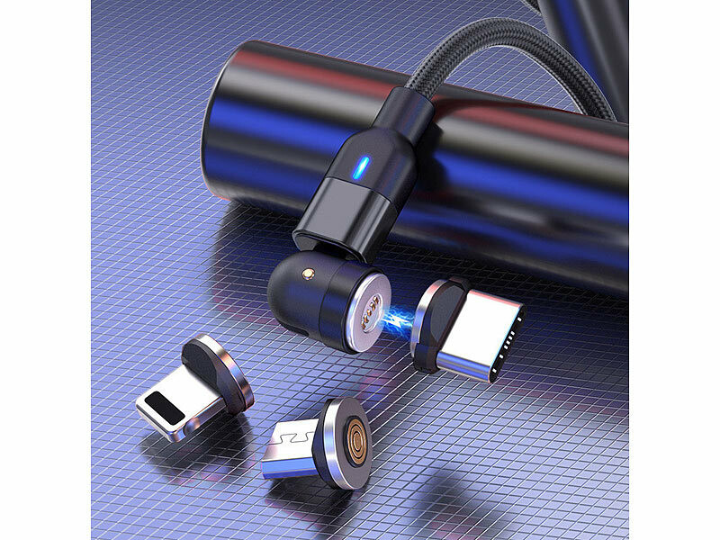Câble USB LDK-105 avec connecteurs magnétiques USB-C/Micro-USB/Lightning