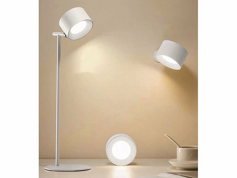 Lampe de Bureau LED + Applique Murale + Lampe Torche - Magnetique -  Orientable 360 - Batterie Rechargeable USB - 3 Niveaux de Luminosite -  Tactile