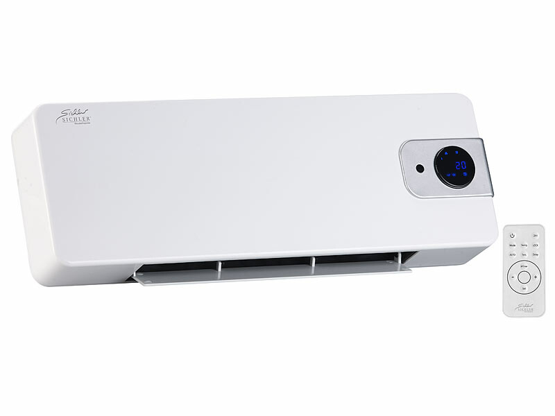 Chauffage Mural Céramique 600W Avec Télécommande - Thermostat 15-32°C, Minuterie 1-12h, Silencieux, Pour Salle De Bain, Chambre - Blanc