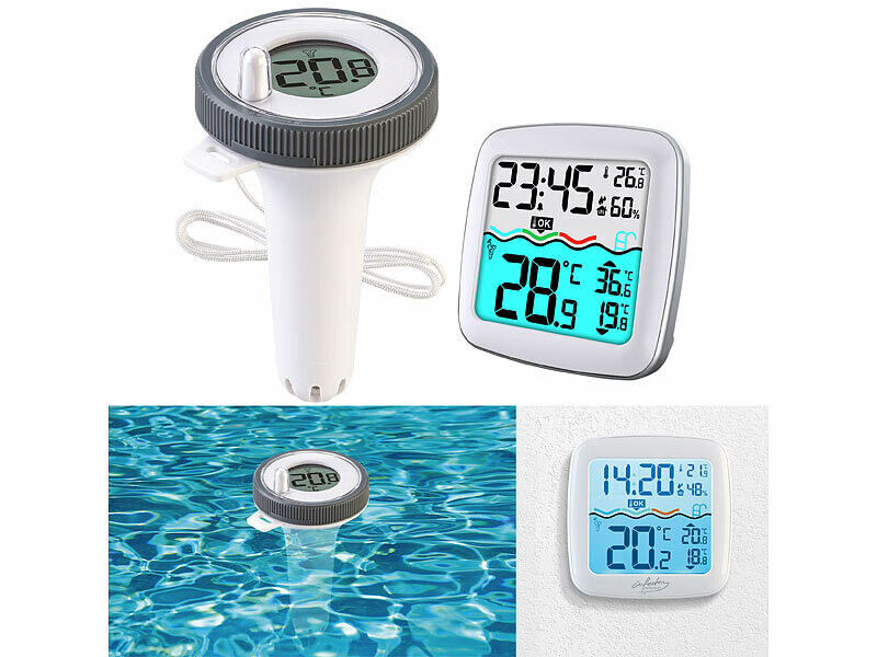 Thermomètre flottant piscine 16 cm cordelette blanche Coloris bleu