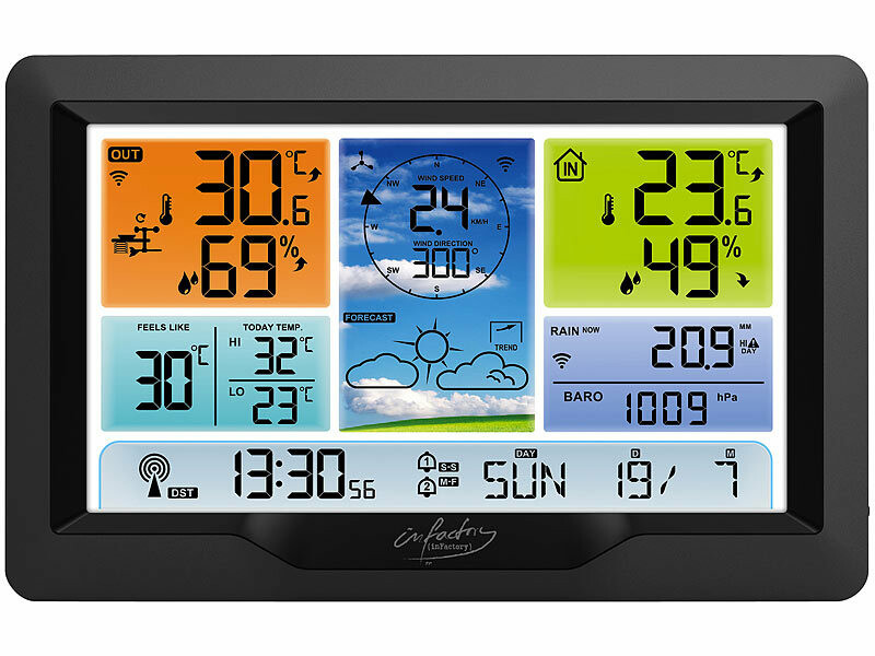 Station météo sans fil FWS-300.xl avec écran couleur et station de mesure  extérieure, Stations météo