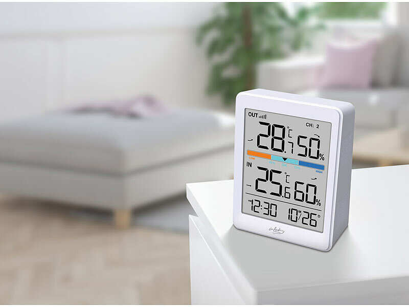Number-One Thermomètre d'intérieur et d'extérieur - Hygromètre numérique  sans fil - Capteur de température - Grand écran tactile - Rétroéclairage -  Jauge d'humidité - Résistant au froid et aux intempéries : 