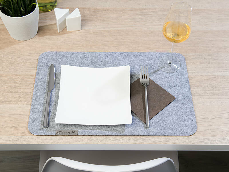 6 sets de table en feutre gris clair, Vaisselle et présentation