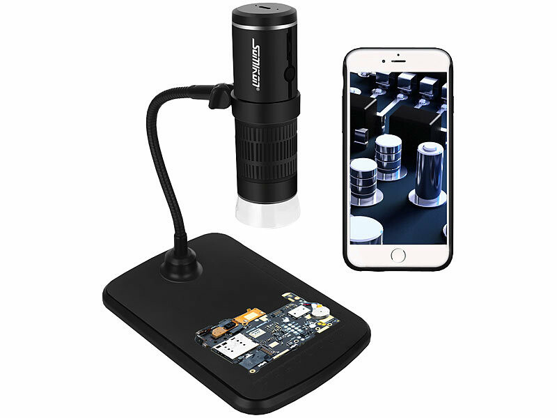 Microscope numérique USB avec caméra et support, grossissement 1000x - PEARL
