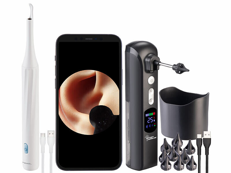 Nettoyeur D'oreilles électrique JDZ – Double Réservoir, 3 Modes, IPX7 étanche, 12 Embouts, Rechargeable USB-C