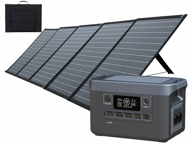 Batterie nomade et convertisseur solaire HSG-1300 1920 Wh / 2400 W avec panneau  solaire 200W, Batteries nomades