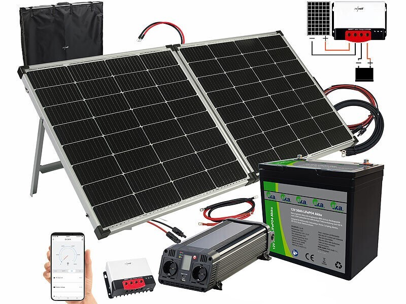 Panneau solaire 240 W avec régulateur de charge, batterie et
