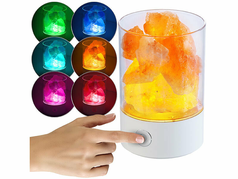 Lampe de table LED RVB avec cristaux de sel