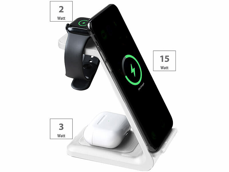 Station De Charge Sans Fil 3-en-1 IVANKY Pliable - Pour IPhone, Apple Watch, AirPods - Charge Rapide 15W, Portable